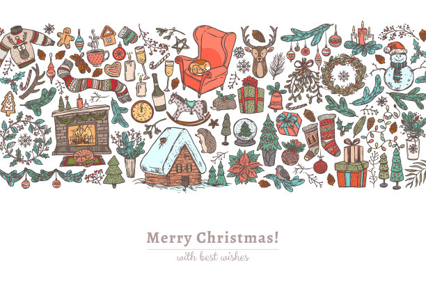 圣诞和新年的快乐水平背景图片下载