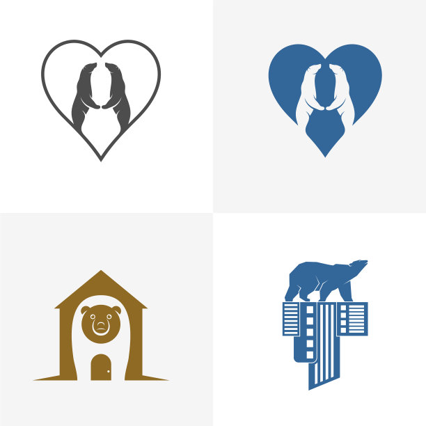 设置熊标志概念熊标志设计模板图片下载