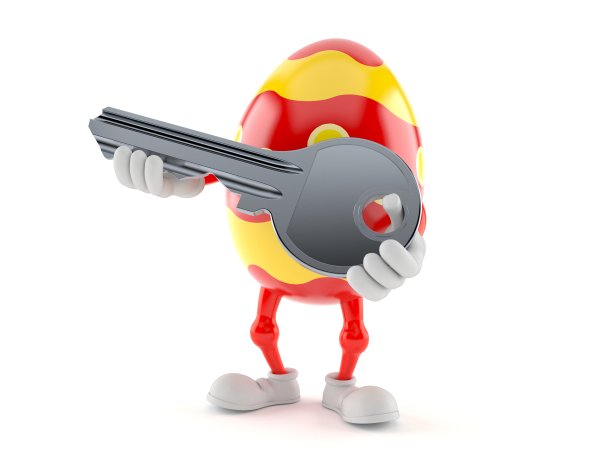 复活节彩蛋人物握着门钥匙图片下载