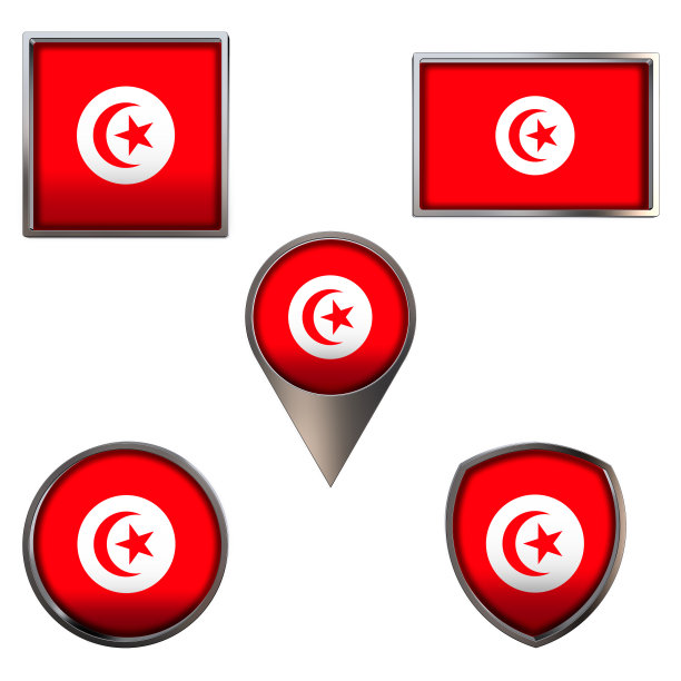 突尼斯国旗图标设置图像图片下载