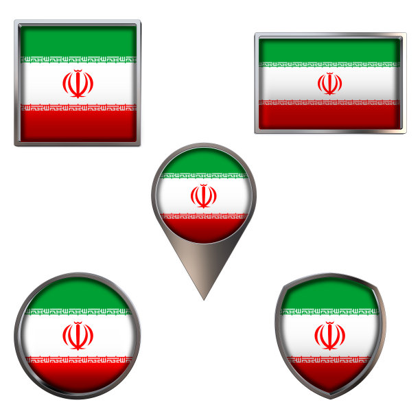 旗帜的伊朗图标设置形象图片下载