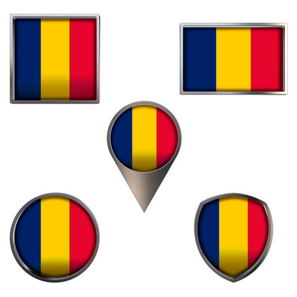 旗帜的乍得图标设置图像图片下载