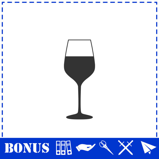 葡萄酒杯图标平图片下载