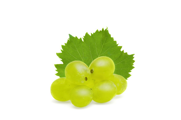 美味的白葡萄与叶片分离图片下载