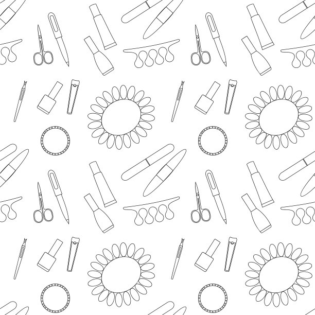 矢量无缝模式的美甲和足疗工具在白色的背景图片下载