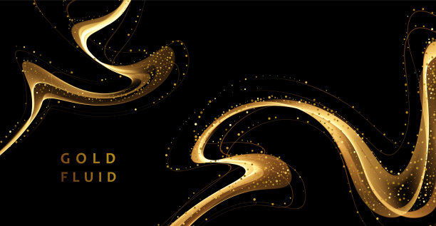 抽象闪亮的颜色金色波浪豪华背景与金色闪光闪光图片下载