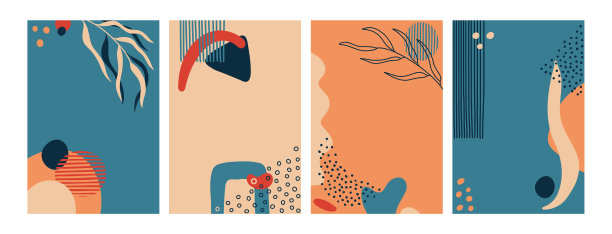 四幅抽象的垂直图画。图片下载