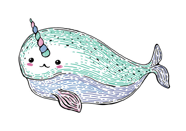 卡通矢量插图的独角鲸图片下载