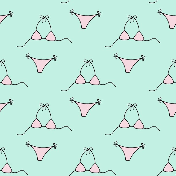 粉色比基尼无缝重复图案图片下载