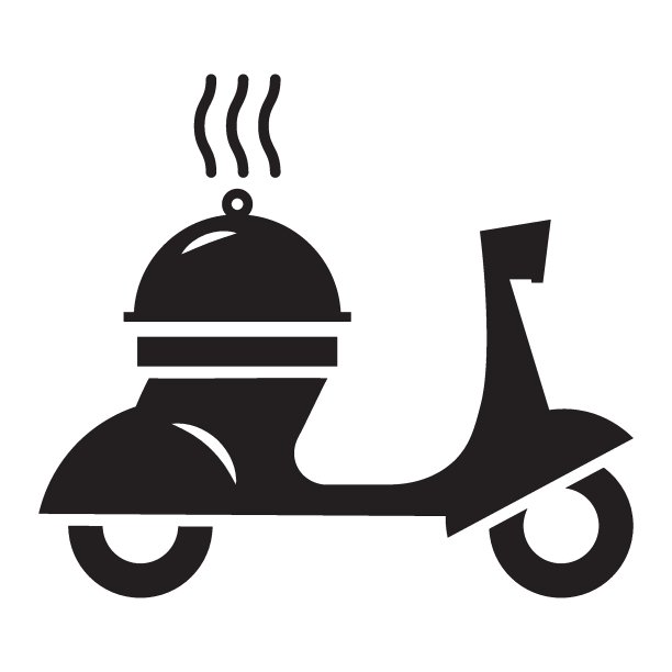 送餐服务由滑板车矢量图标设计图片下载
