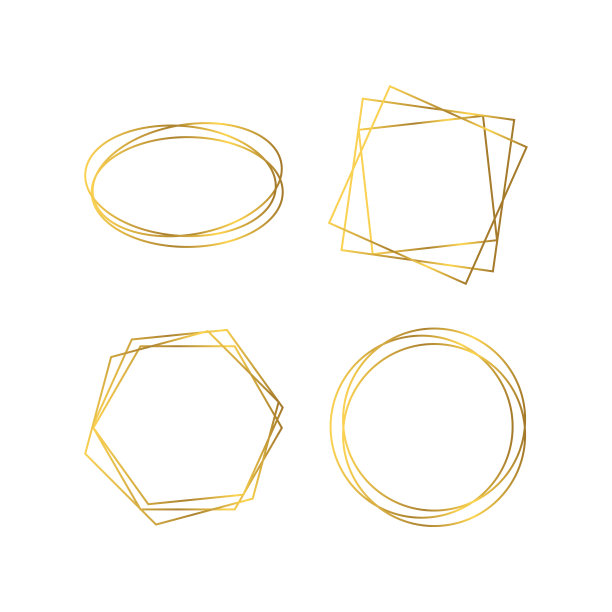 黄金几何多边形框架图片下载