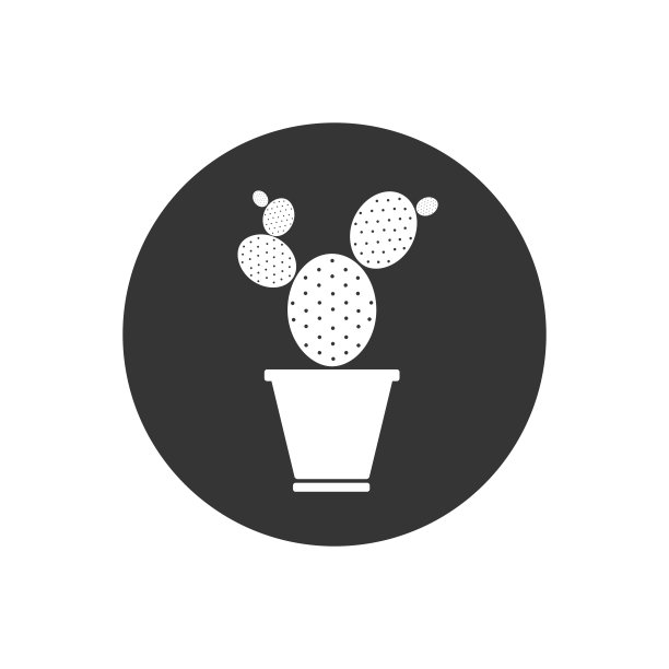 仙人掌白色图标简单的园艺插图植物向量标志图片下载