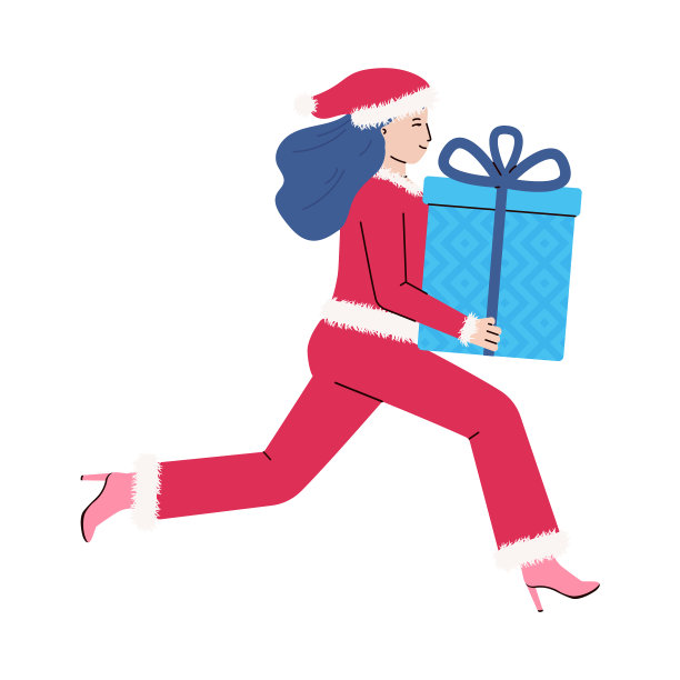 穿着西装的圣诞老人和礼盒图片下载