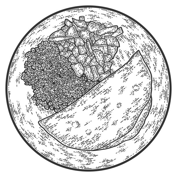 餐盘配菜，煎蛋卷配粥图片下载