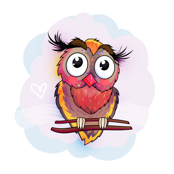 可爱的卡通猫头鹰在现代平面向量图片下载
