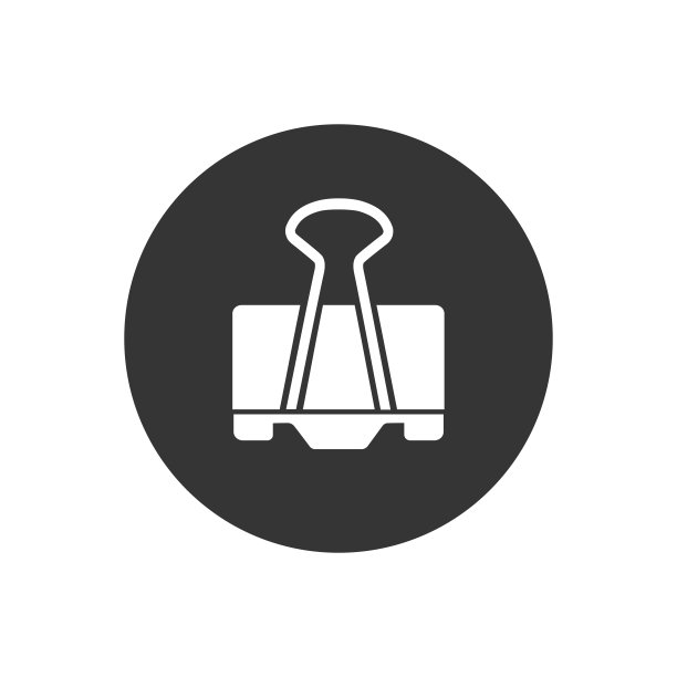 装订夹白色图标在平坦的风格。向量图片下载