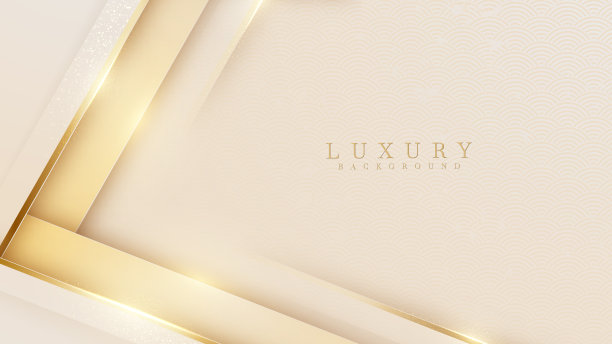 优雅的奶油色背景与线条金色元素。现实的豪华风格。3 d剪纸。图片下载