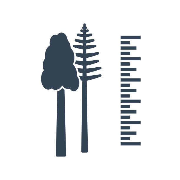 矢量黑色图标林业和造林，树木测量图片下载