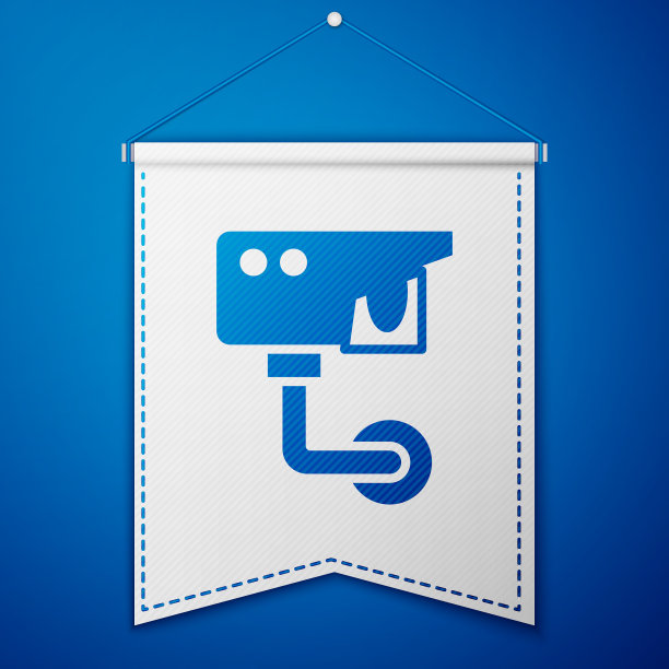 蓝色摄像头图标隔离在蓝色上图片下载