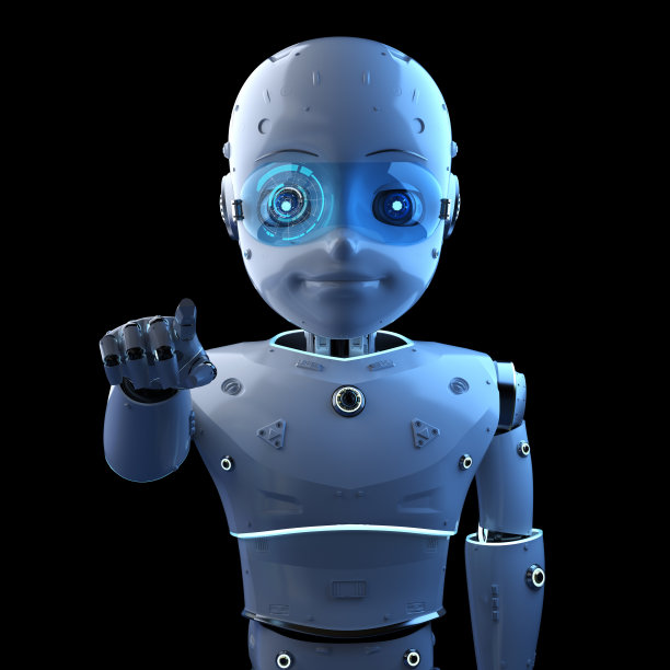 可爱的机器人卡通人物的手指点图片下载