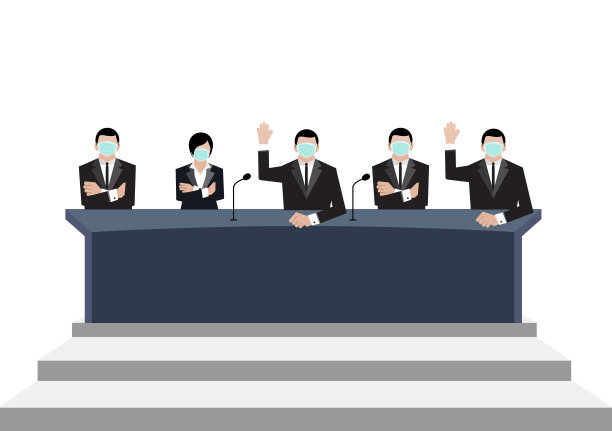 议员们戴着医用口罩在会议室举手表决，covid - 19冠状病毒时代载体ep01.jpg图片下载