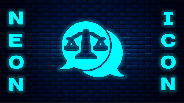 霓虹灯刻度正义图标孤立图片下载