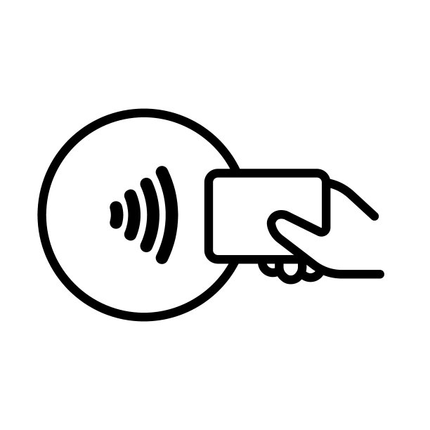 非接触式NFC支付线黑色图标，RFID信用卡，无线支付简单简约的插图。时尚的平面应用程序，平面设计，最小的信息图，网站，用户界面，用户体验。向量EPS 10图片下载