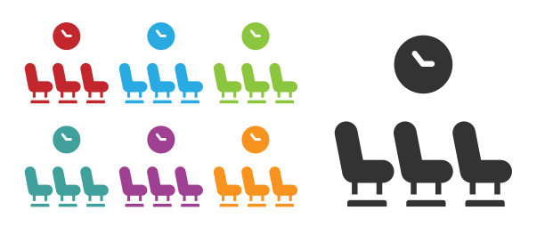 黑色等候室图标孤立在白色上图片下载