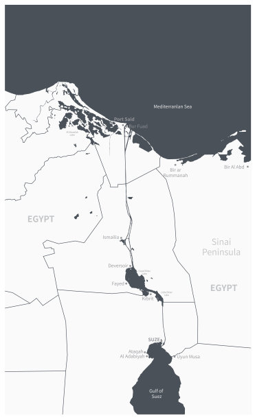 埃及苏伊士运河详图。苏伊士矢量图。图片下载