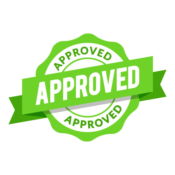 向量插图现代绿色批准徽章。图片下载