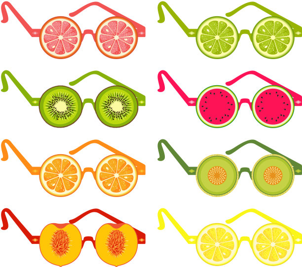 一套水果形状各异的太阳镜图片下载