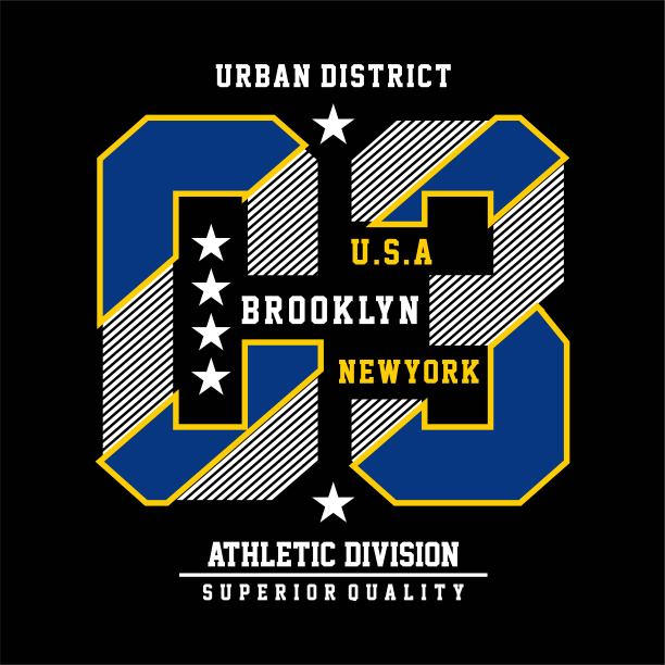 运动队风格，纽约布鲁克林运动运动印刷t恤印花。图片下载