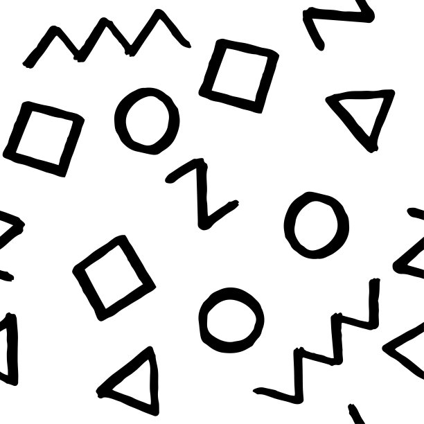 无缝模式与黑色几何元素的白色背景。手绘矢量设计的纺织品，背景，衣服，包装纸和墙纸。时尚插画无缝图案。图片下载