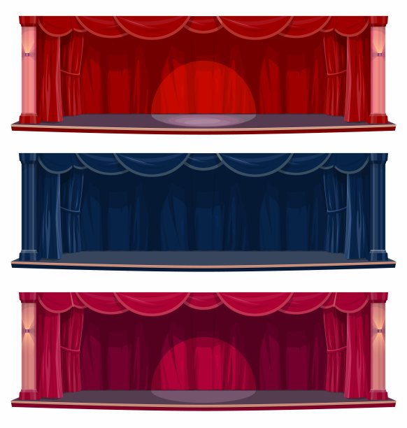 剧院或音乐厅舞台用窗帘矢量图片下载