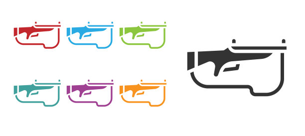 黑色冬季两项步枪图标孤立在白色图片下载