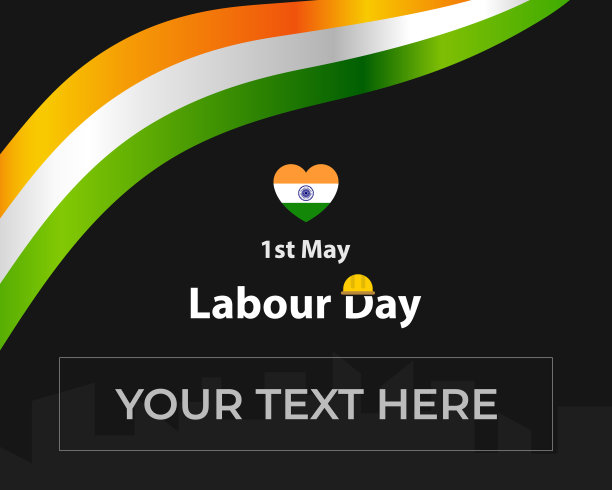 印度在每年的5月1日庆祝劳动节。印度劳动节模板与印度国旗。图片下载
