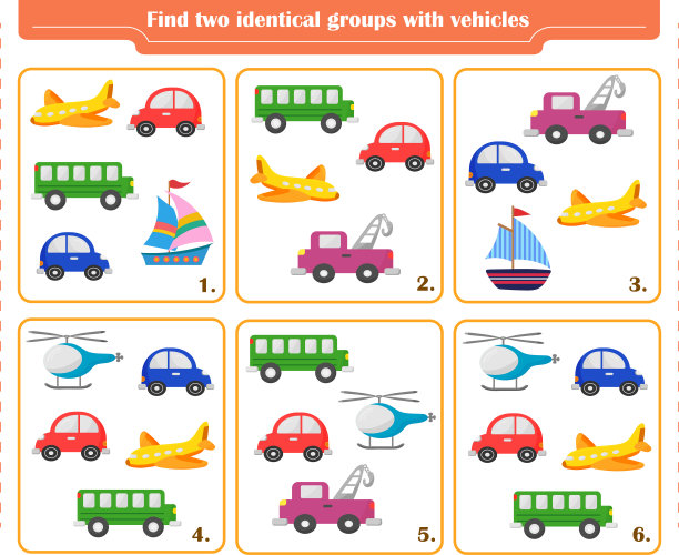 儿童游戏。发展的关注。找到两组有车辆的人图片下载