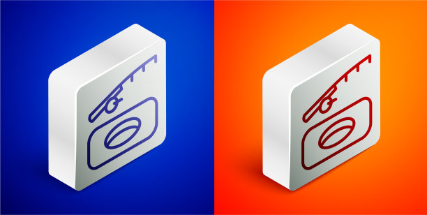 等距线冬季钓鱼图标孤立图片下载