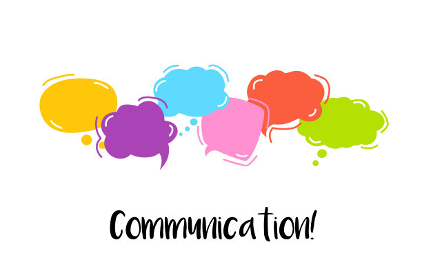 沟通。明亮的颜色对话框讲话气泡在白色的背景。图片下载