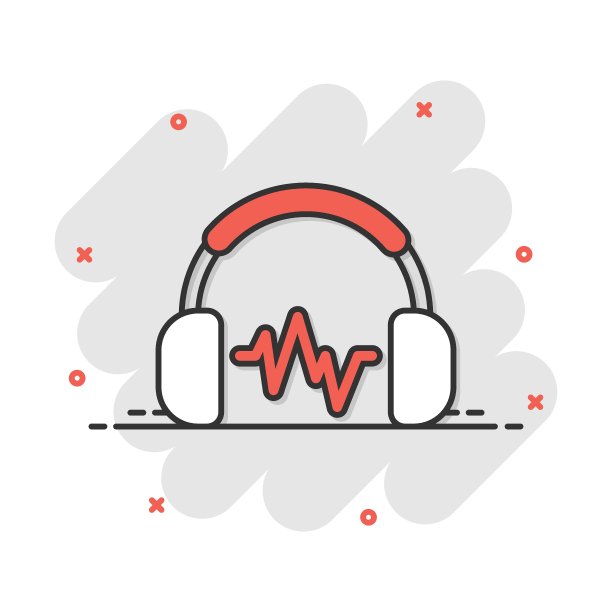 耳机耳机图标在漫画风格。耳机矢量卡通插图象形图。音响小玩意经营理念飞溅效果。图片下载