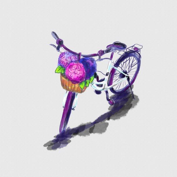 水彩矢量手绘的自行车插图图片下载