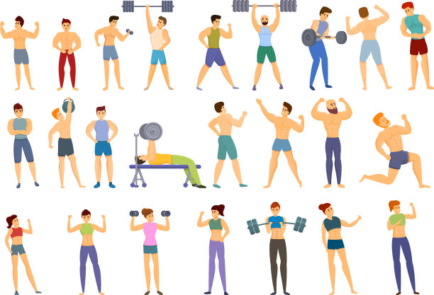 健美图标设置卡通风格图片下载