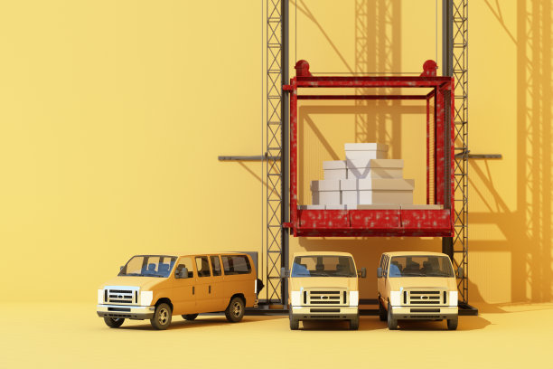 集装箱吊在起重机上。3d全球商业商业概念。三维渲染图片下载