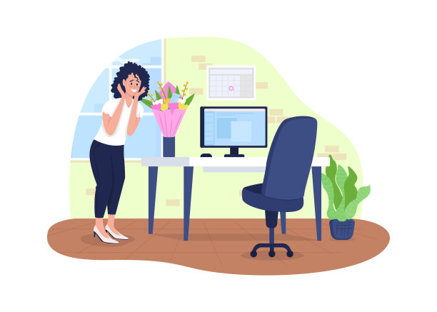 鲜花交付办公室2D矢量网站横幅，海报图片下载