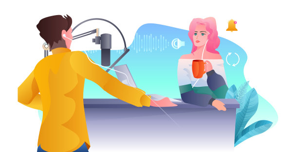 播客交谈的麦克风录制播客在工作室播客在线广播概念图片下载