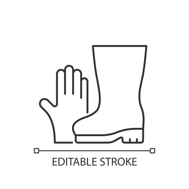 园艺手套和靴子线性图标图片下载