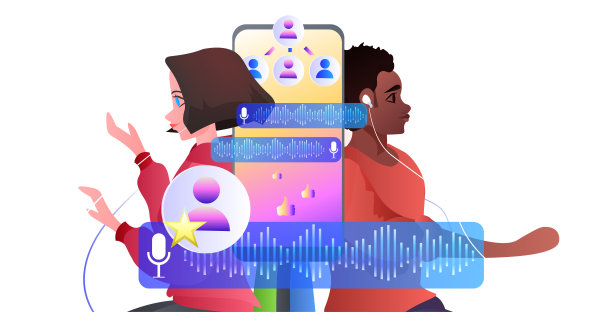 女孩交流语音信息音频聊天应用社交媒体在线交流图片下载