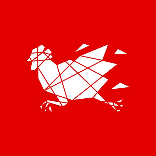 奔跑鸡公鸡几何多边形矢量图标插图图片下载