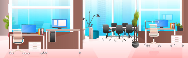 现代办公室内无人柜室，家具水平图片下载