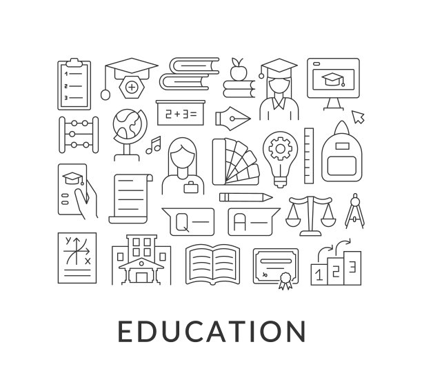 教育抽象线性概念布局与标题图片下载